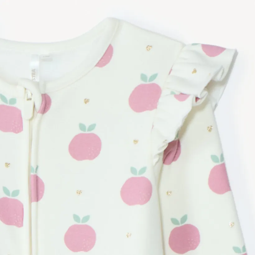 Dors-bien contrecollé et imprimé pommes pour bébé fille