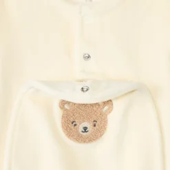 Dors-bien en velours avec patch ourson pour bébé
