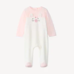 Dors-bien en velours ludique bicolore pour bébé fille