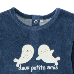 Dors-bien en velours rayé effet 2 en 1 pour bébé garçon