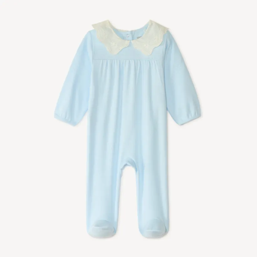 Dors bien léger avec col claudine en broderie anglaise pour bébé fille