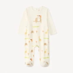 Dors-bien manches longue en jersey print animaux de la savane pour bébé garçon