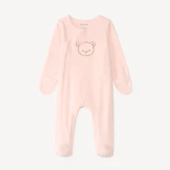 Dors bien manches longues en velours broderie ourson pour bébé fille