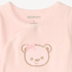 Dors bien manches longues en velours broderie ourson pour bébé fille