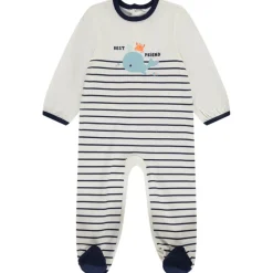 Dors-bien rayé print baleine pour bébé garçon avec ouvertures différentes selon l'âge
