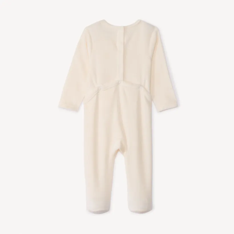 Dors-bien uni en velours à motif fantaisie pour bébé fille