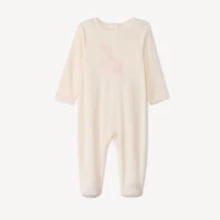 Dors-bien uni en velours à motif fantaisie pour bébé fille