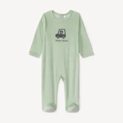 Dors-bien uni en velours printé pour bébé garçon
