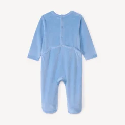 Dors-bien uni en velours printé pour bébé garçon
