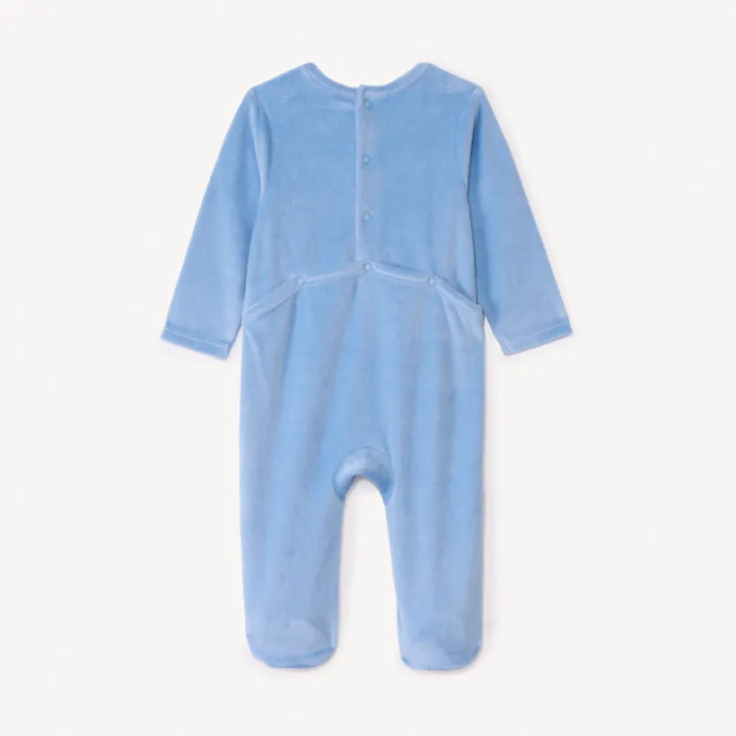 Dors-bien uni en velours printé pour bébé garçon