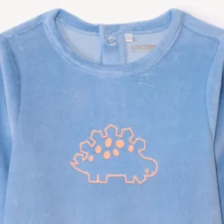Dors-bien uni en velours printé pour bébé garçon