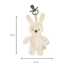 Doudou attache-sucette Lapin Teddy bouclette Ecru