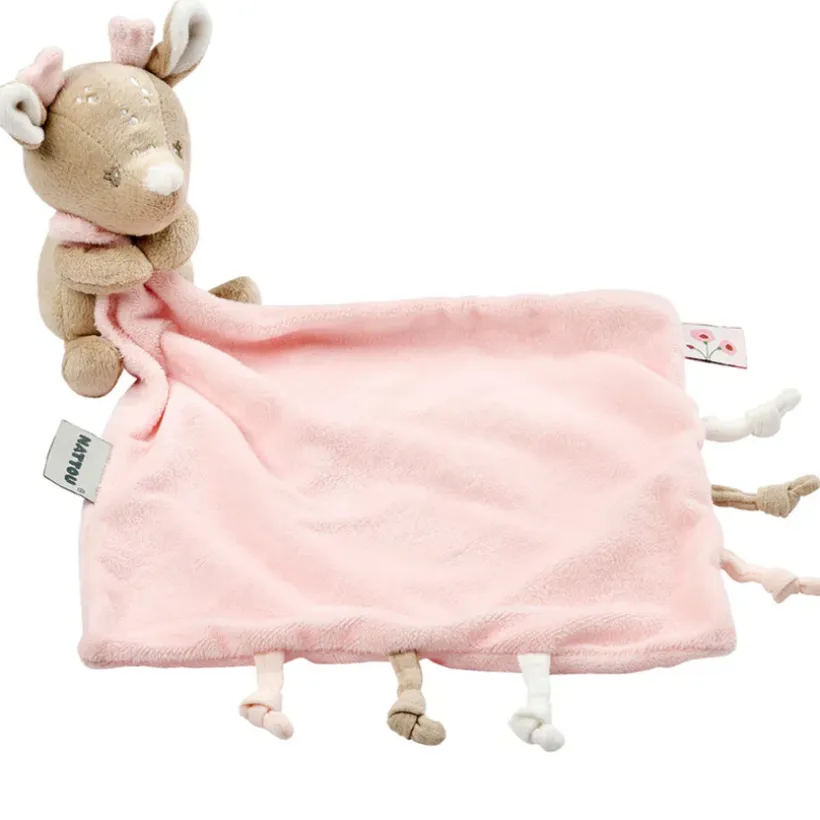Doudou - biche - Fanfan - Rose - 27x27 cm