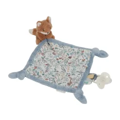 Doudou carré renard imprimé Forest Friends bleu