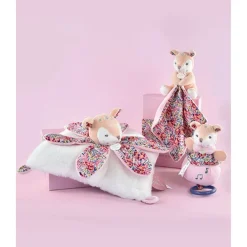 Doudou Faon beige avec mouchoir Boh'Aime 12cm