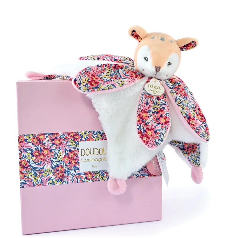 Doudou Faon plat avec pétales Boh'aime 27cm