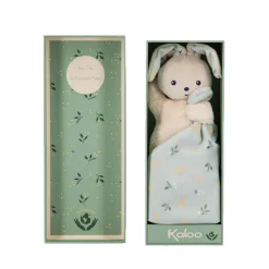 Doudou lapin carré douceur imprimé fleuri