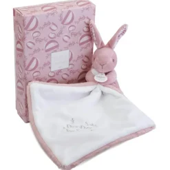 Doudou Lapin mouchoir 10cm Rose