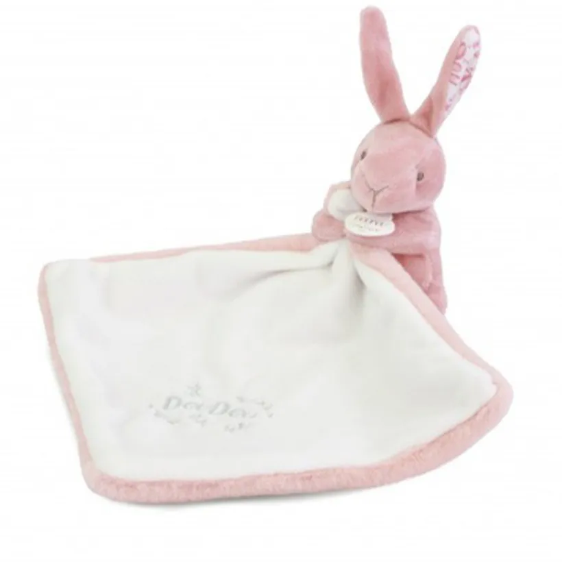 Doudou Lapin mouchoir 10cm Rose