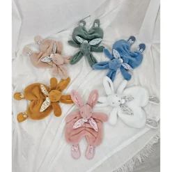 Doudou Lapin plat 29cm Rose poudré