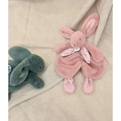 Doudou Lapin plat 29cm Rose poudré