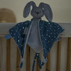 Doudou maxi Lapidou plat gris Glow à motif qui brille dans le noir