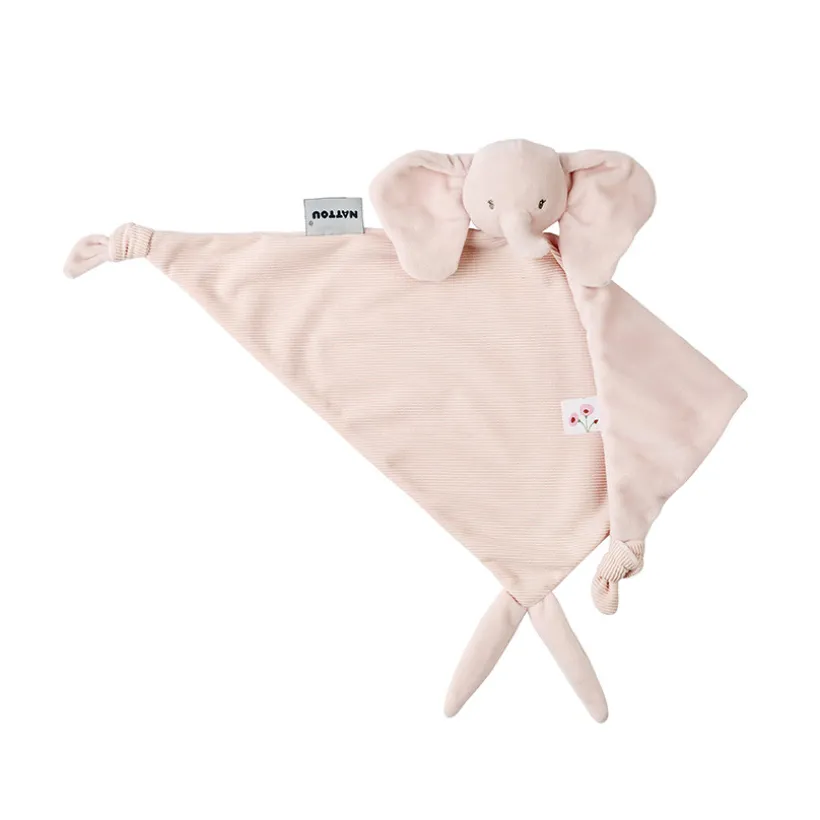 Doudou maxi - velours - éléphant - Fanfan - Rose - 60x40 cm