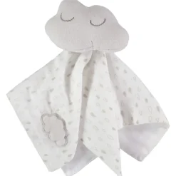 Doudou mouchoir nuage imprimé gouttes de pluie pour bébé