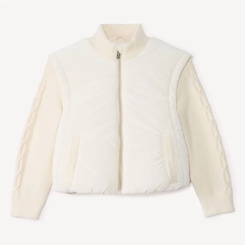 Doudoune et toile et tricot à col montant pour fille