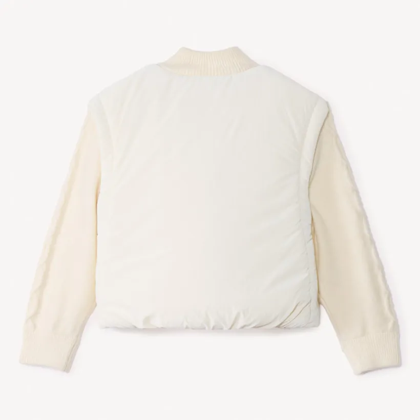 Doudoune et toile et tricot à col montant pour fille