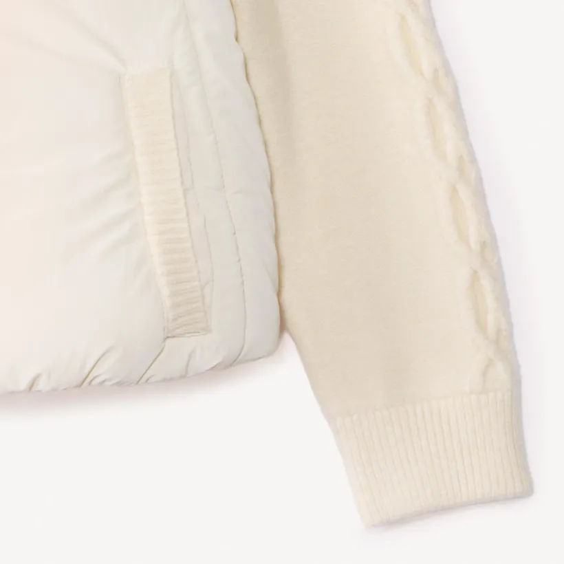 Doudoune et toile et tricot à col montant pour fille