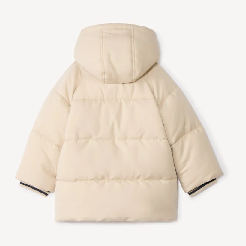 Doudoune longue manches longues en sherpa + capuche pour bébé garçon