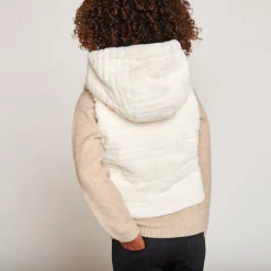 Doudoune manches longues en twill et sherpa + gilet pour fille