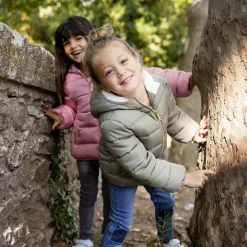Doudoune matelassée à capuche doublée micropolaire pour enfant fille