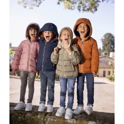 Doudoune matelassée à capuche doublée micropolaire pour enfant fille