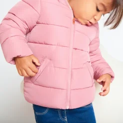 Doudoune matelassé en toile et micro polaire pour bébé fille