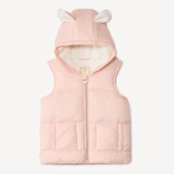 Doudoune sans manches à capuche ludique pour bébé fille