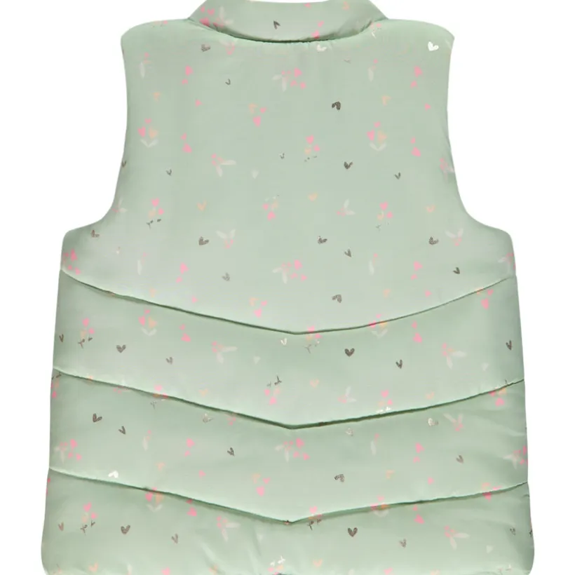 Doudoune sans manches imprimé fleurs/cœurs pour bébé fille