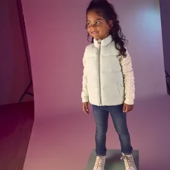 Doudoune sans manches uni en toile mat pour fille