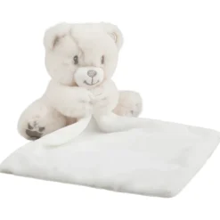 Doudou ourson à détails brodés argentés