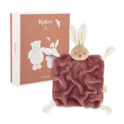 Doudou plat carré lapin bordeaux