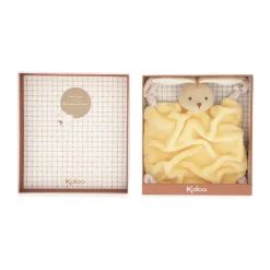 Doudou plat carré lapin jaune