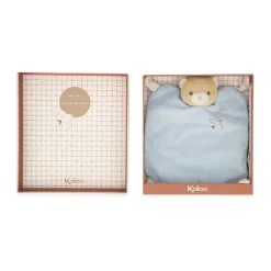 Doudou plat carré ours bleu