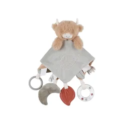 Doudou plat d'activités Fluffy la vache kaki/beige