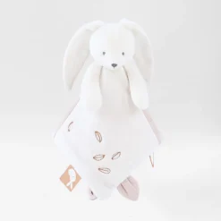 Doudou plat en veloudoux Snow le lapin