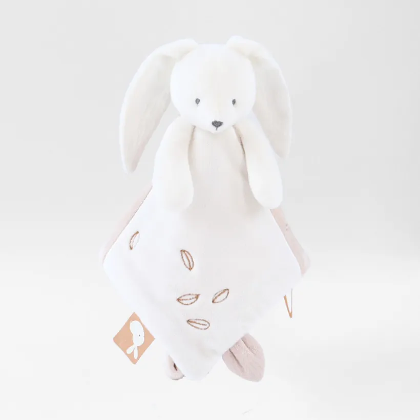 Doudou plat en veloudoux Snow le lapin