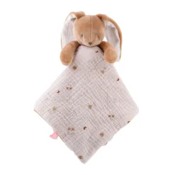 Doudou plat Jour & Nuit bi-matière Moka le lapin