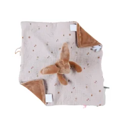 Doudou plat Jour & Nuit bi-matière Moka le lapin
