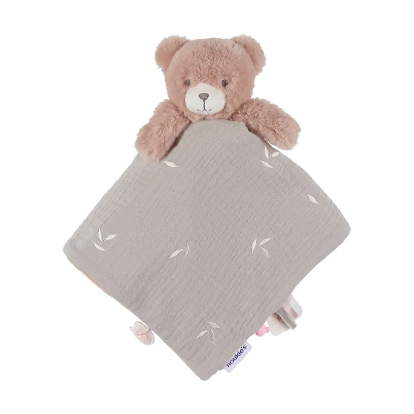 Doudou plat Jour & Nuit Lily l'ours rose/kaki