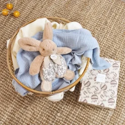Doudou plat Lapin 18 cm beige sable